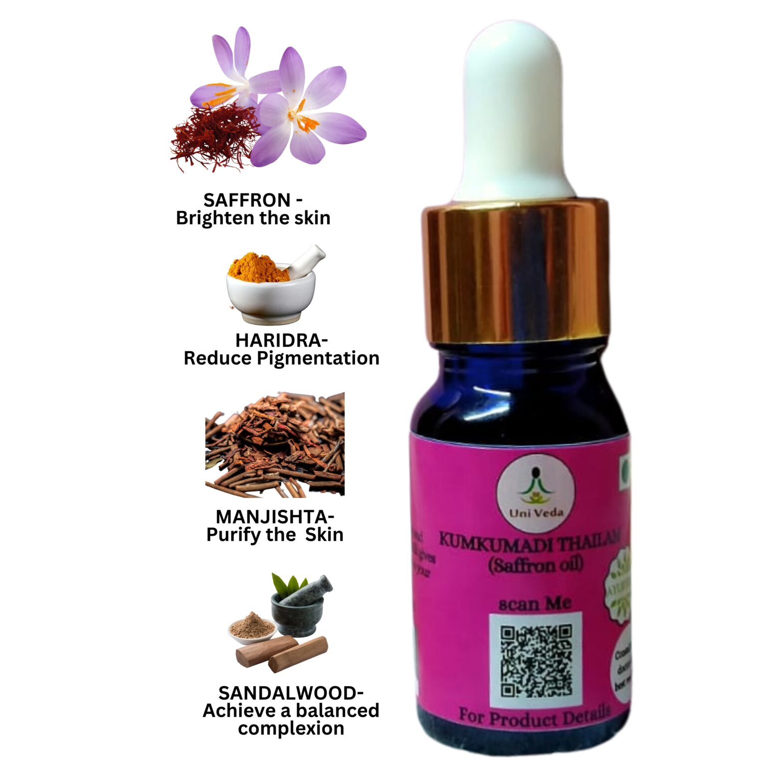 SAFFRON OIL (KUMKUMADI THAILAM)10 ML Kerala Ayurvedaa